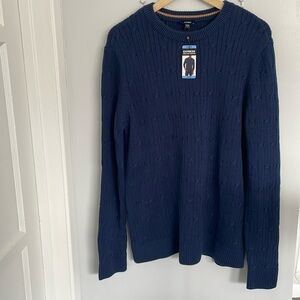Express Blue Crewneck Sweater with Ribbed Texture Mens L